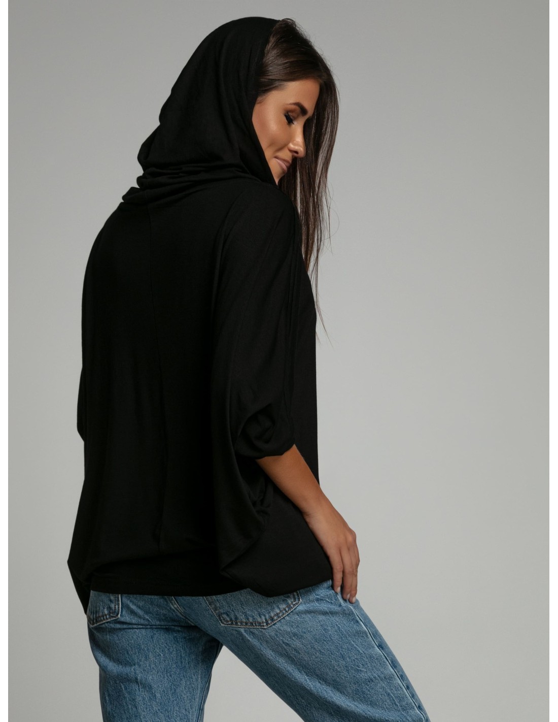 Multifunctional dress/tunic/hoodie 3 in 1 black FG620